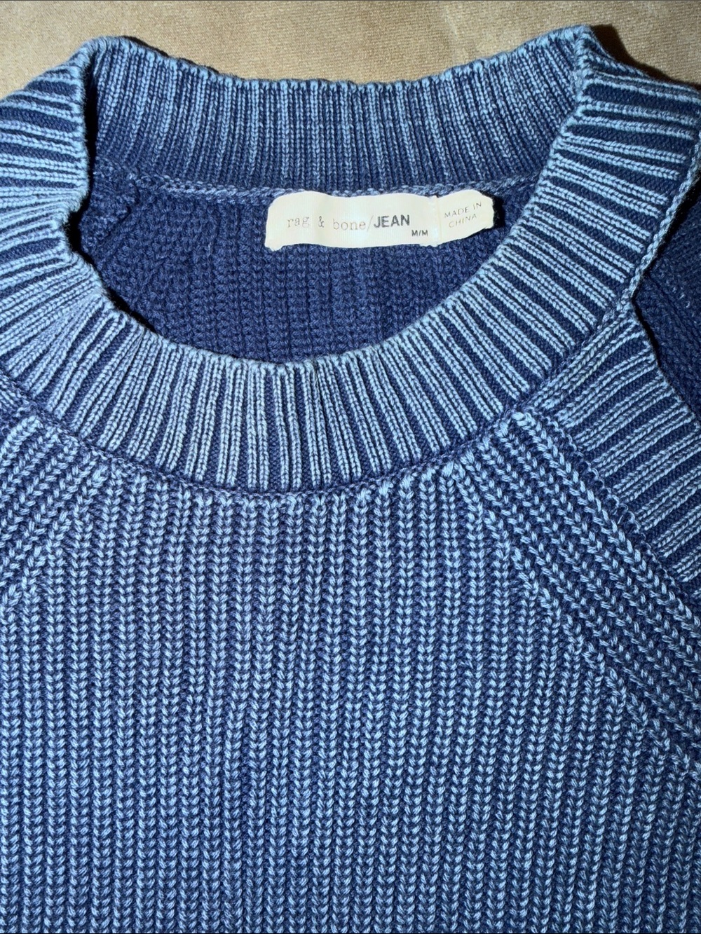 Rag & Bone Blue Cold-Shoulder Ribbed Sweater - Picture 2 of 3